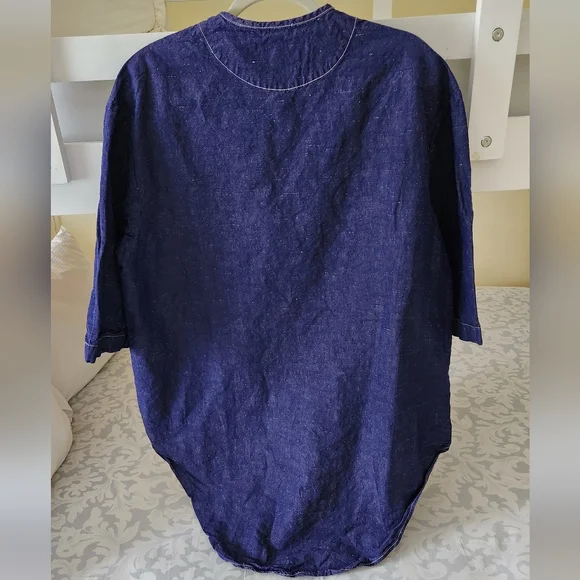 Sunnei Su Long Pocket Shirt Chambray Drk Blue Contrast Stitch Oversize XS Unisex - Picture 3 of 6